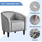 Fauteuil d'appoint en tissu avec pouf, motif lettre / gris, 1 place