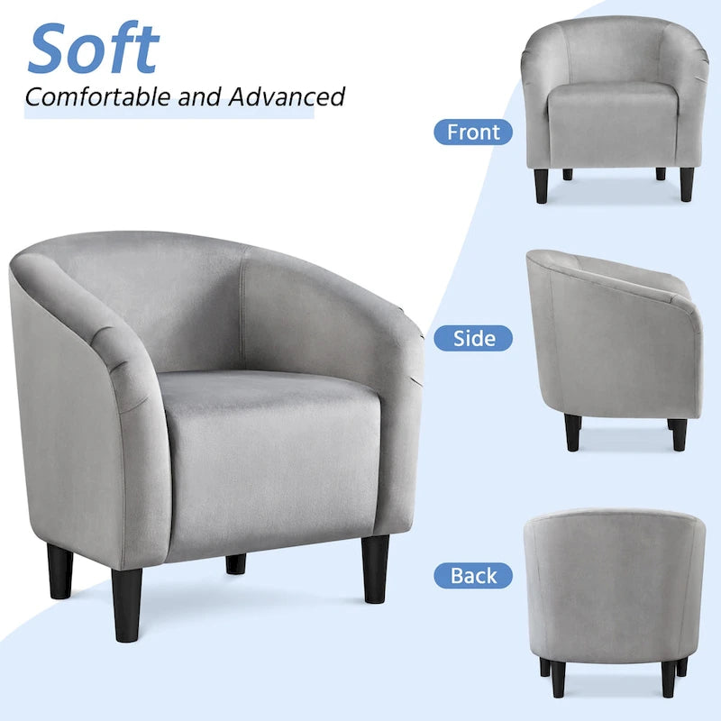 Fauteuil d'appoint en tissu avec pouf, motif lettre / gris, 1 place