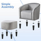 Fauteuil d'appoint en tissu avec pouf, motif lettre / gris, 1 place