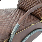 Fauteuil d'appoint en cuir capitonné marron, une place, piétement en fonte