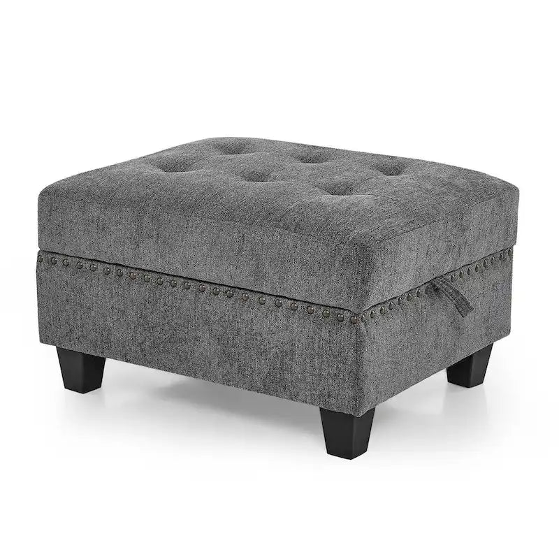Canapé d'angle modulaire 6 places en chenille grise