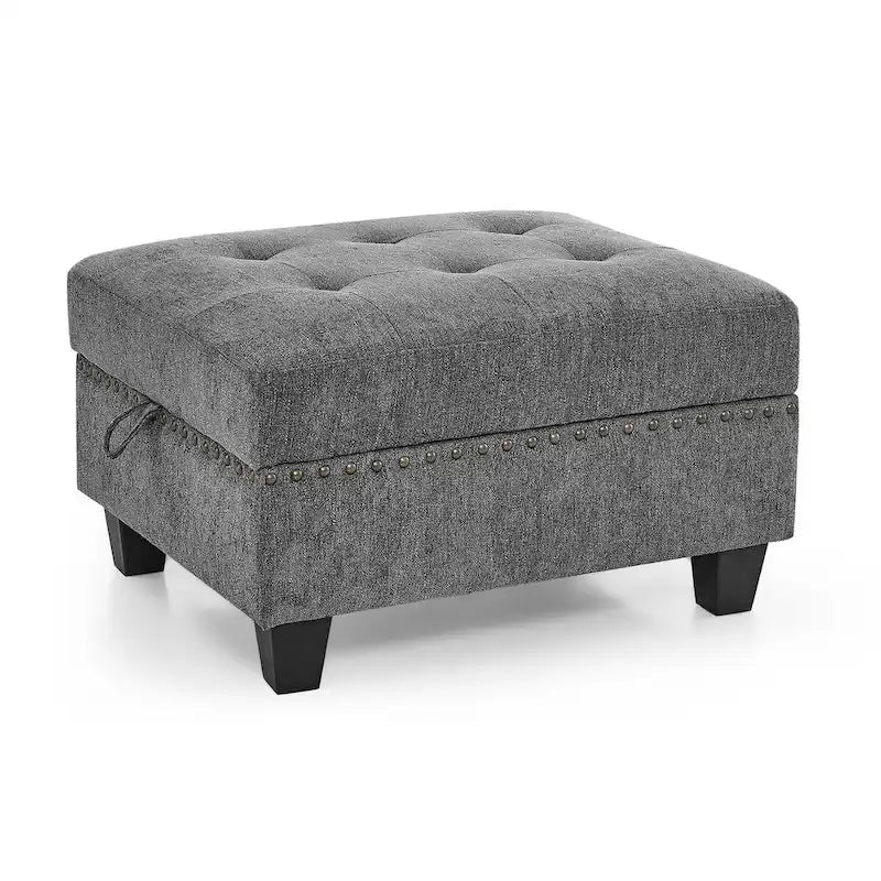 Canapé d'angle modulaire 6 places en chenille grise