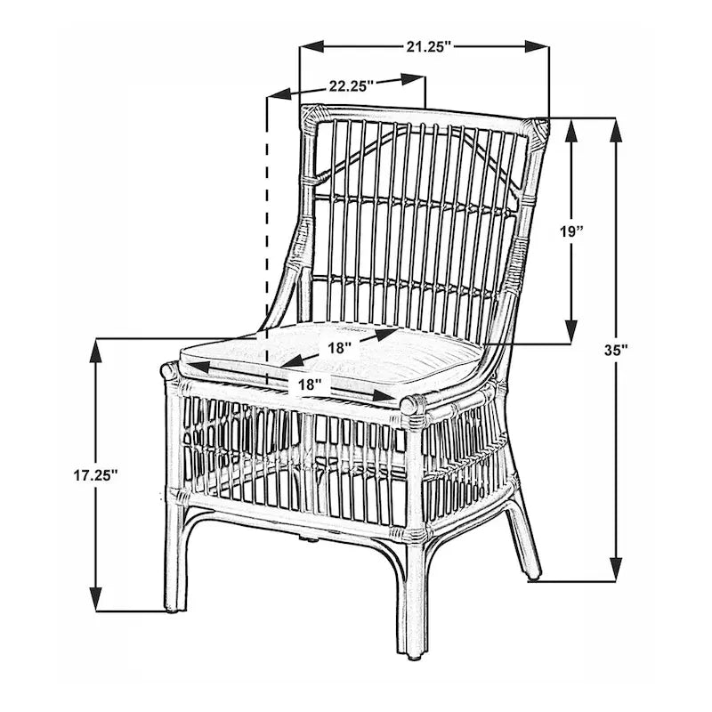 Chaises de salle à manger capitonnées à lattes en rotin gris-brun, lot de 2