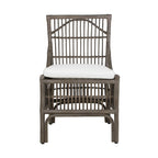 Chaises de salle à manger capitonnées à lattes en rotin gris-brun, lot de 2