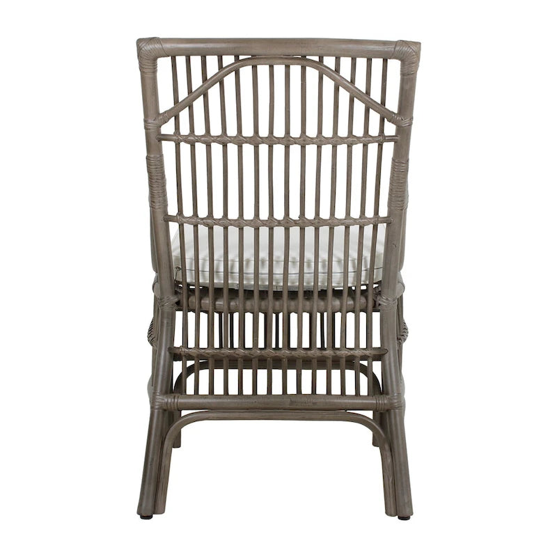 Chaises de salle à manger capitonnées à lattes en rotin gris-brun, lot de 2