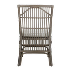 Chaises de salle à manger capitonnées à lattes en rotin gris-brun, lot de 2