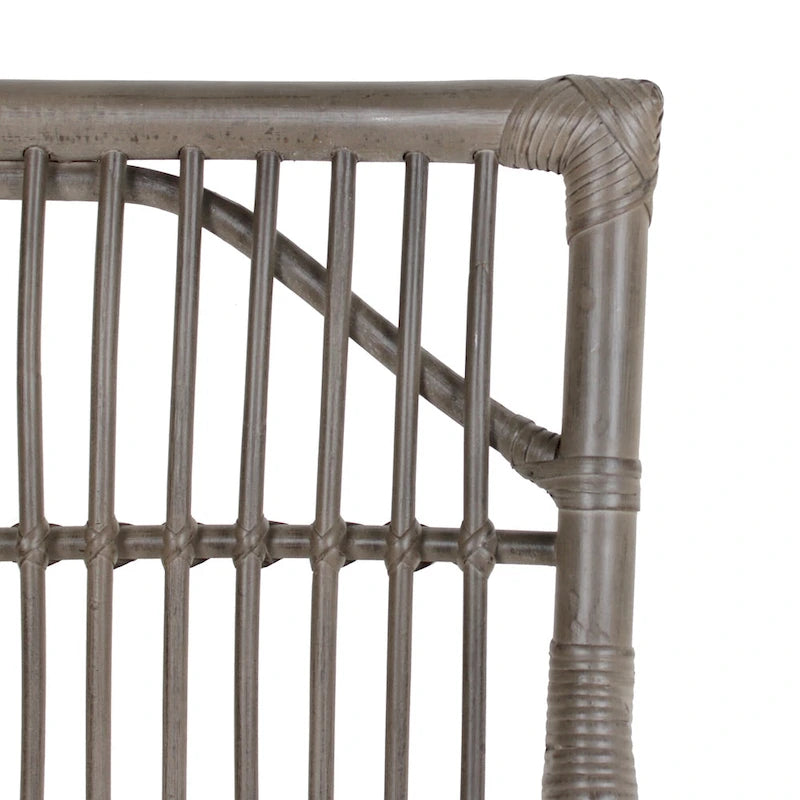 Chaises de salle à manger capitonnées à lattes en rotin gris-brun, lot de 2