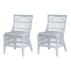 Chaises de salle à manger capitonnées à lattes en rotin gris-brun, lot de 2