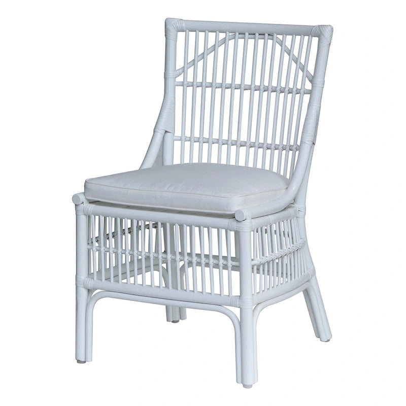 Chaises de salle à manger capitonnées à lattes en rotin gris-brun, lot de 2