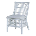 Chaises de salle à manger capitonnées à lattes en rotin gris-brun, lot de 2