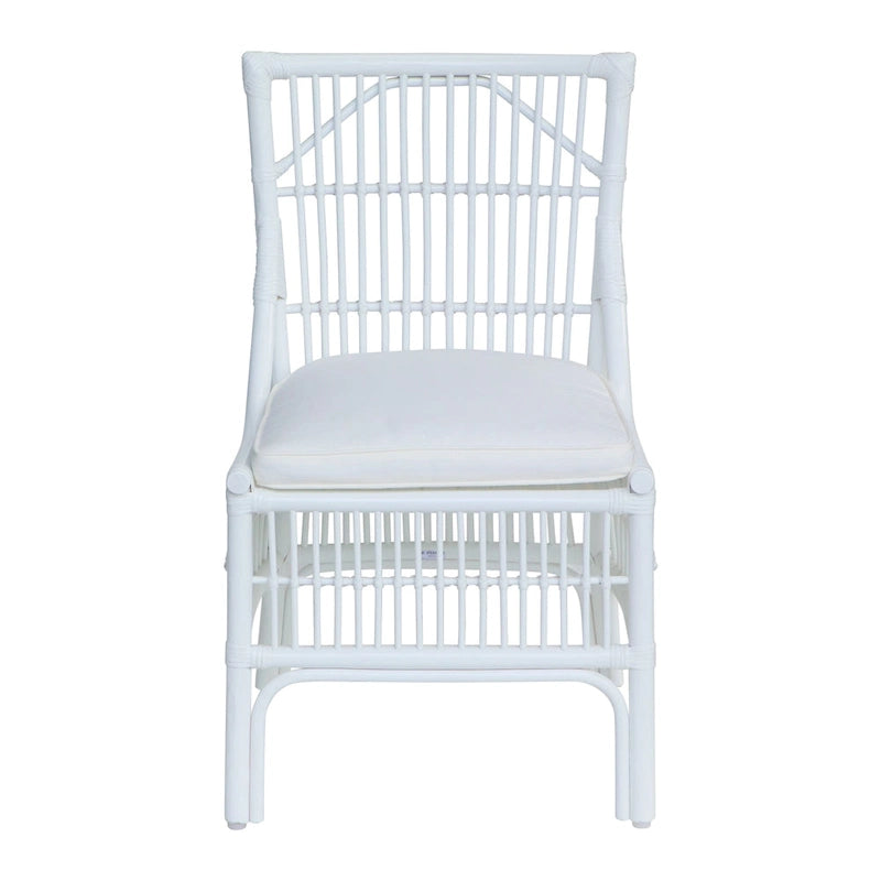 Chaises de salle à manger capitonnées à lattes en rotin gris-brun, lot de 2