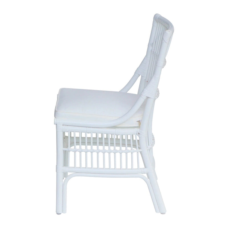 Chaises de salle à manger capitonnées à lattes en rotin gris-brun, lot de 2