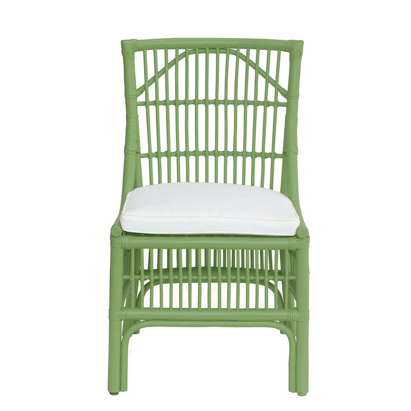 Chaises de salle à manger capitonnées à lattes en rotin gris-brun, lot de 2