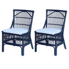 Chaises de salle à manger capitonnées à lattes en rotin gris-brun, lot de 2