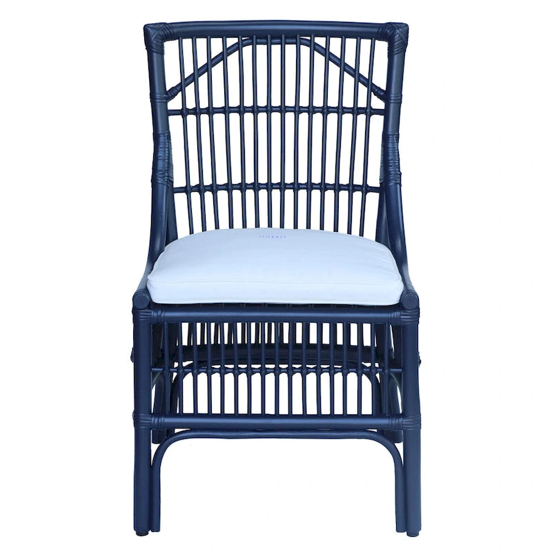 Chaises de salle à manger capitonnées à lattes en rotin gris-brun, lot de 2