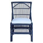 Chaises de salle à manger capitonnées à lattes en rotin gris-brun, lot de 2