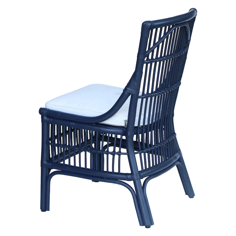 Chaises de salle à manger capitonnées à lattes en rotin gris-brun, lot de 2