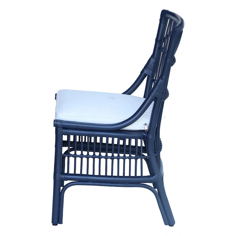 Chaises de salle à manger capitonnées à lattes en rotin gris-brun, lot de 2
