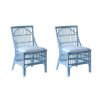 Chaises de salle à manger capitonnées à lattes en rotin gris-brun, lot de 2