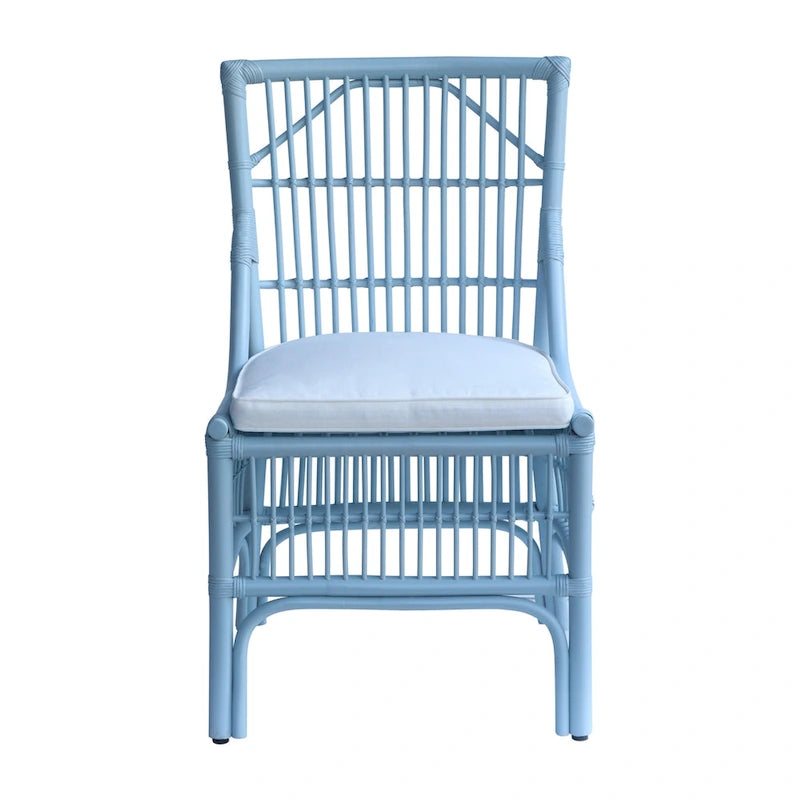 Chaises de salle à manger capitonnées à lattes en rotin gris-brun, lot de 2