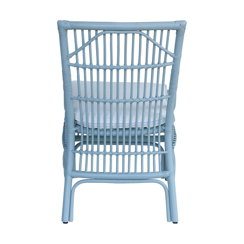 Chaises de salle à manger capitonnées à lattes en rotin gris-brun, lot de 2