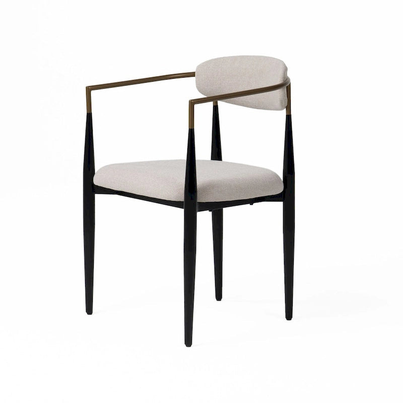 Fauteuil de salle à manger, une personne, hauteur de table, gris, doré, noir