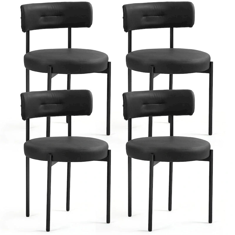 Chaises de salle à manger Mid-Century Modern, lot de 4 – Noir / Blanc cassé / Marron / Blanc