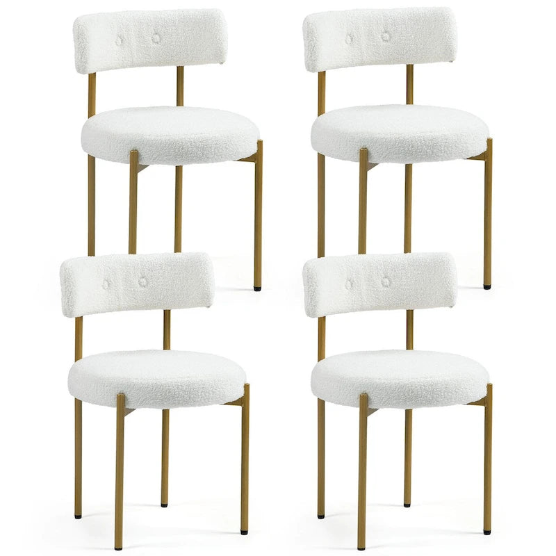 Chaises de salle à manger Mid-Century Modern, lot de 4 – Noir / Blanc cassé / Marron / Blanc