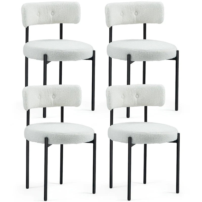 Chaises de salle à manger Mid-Century Modern, lot de 4 – Noir / Blanc cassé / Marron / Blanc