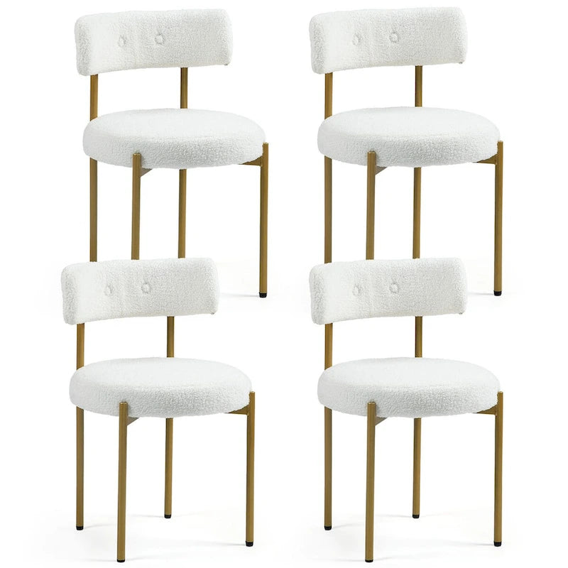 Chaises de salle à manger Mid-Century Modern, lot de 4 – Noir / Blanc cassé / Marron / Blanc