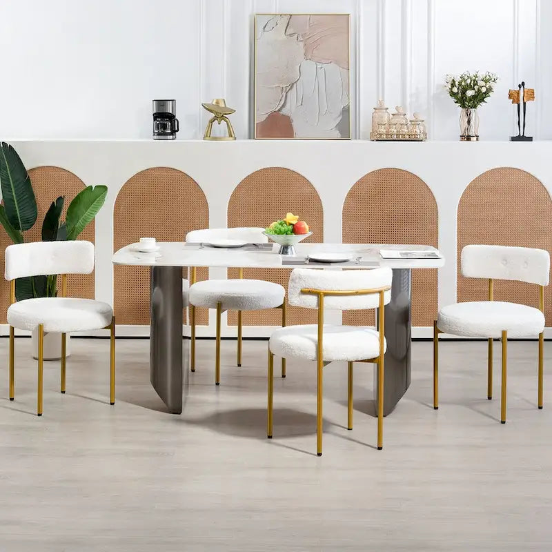 Chaises de salle à manger Mid-Century Modern, lot de 4 – Noir / Blanc cassé / Marron / Blanc