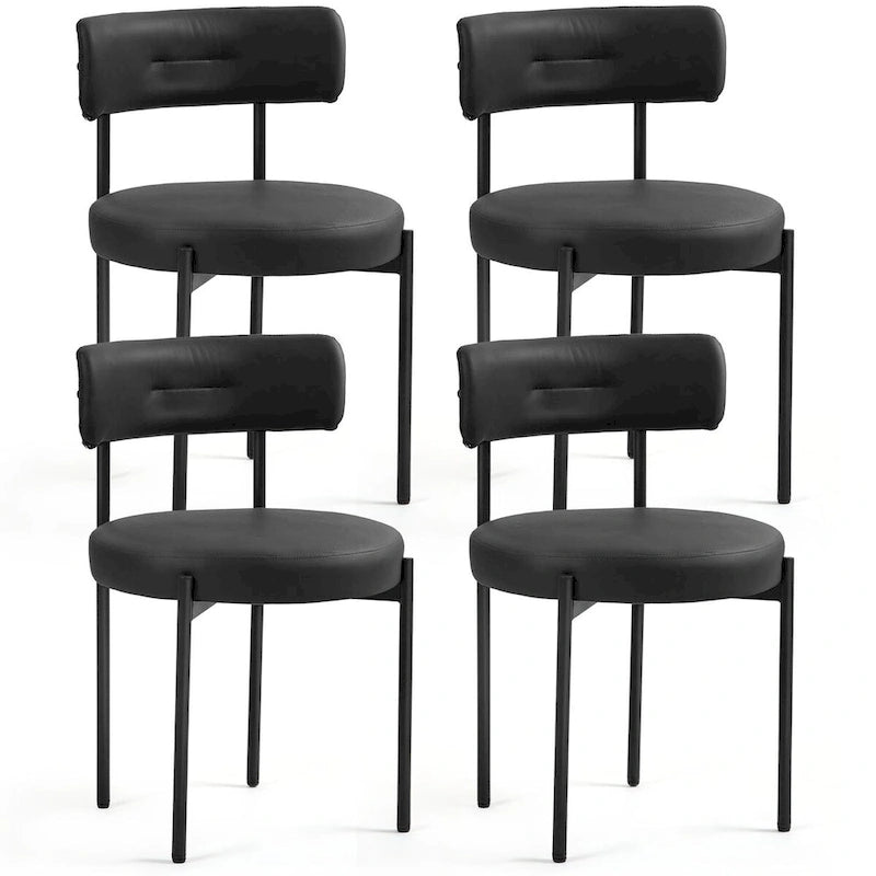 Chaises de salle à manger Mid-Century Modern, lot de 4 – Noir / Blanc cassé / Marron / Blanc