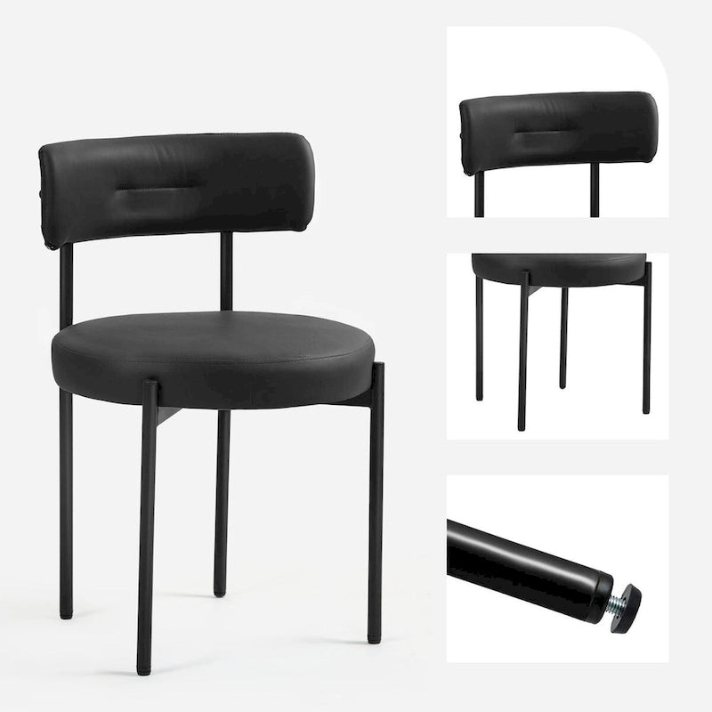 Chaises de salle à manger Mid-Century Modern, lot de 4 – Noir / Blanc cassé / Marron / Blanc