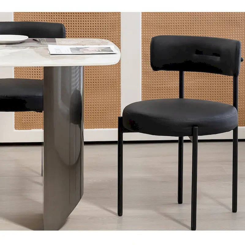 Chaises de salle à manger Mid-Century Modern, lot de 4 – Noir / Blanc cassé / Marron / Blanc
