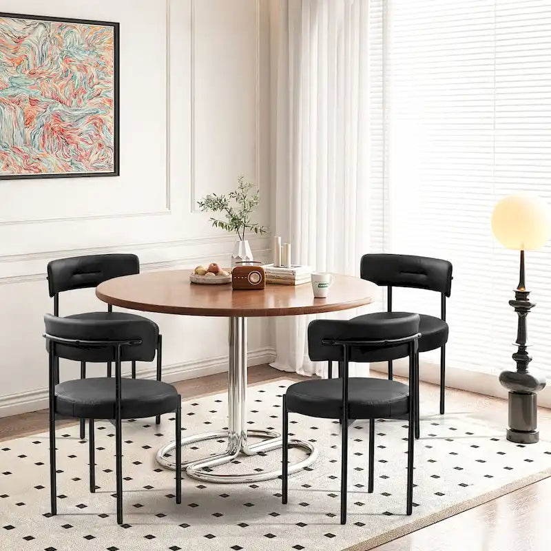 Chaises de salle à manger Mid-Century Modern, lot de 4 – Noir / Blanc cassé / Marron / Blanc
