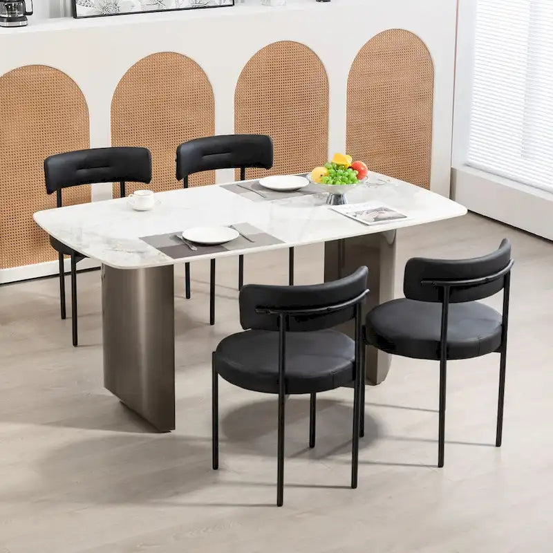 Chaises de salle à manger Mid-Century Modern, lot de 4 – Noir / Blanc cassé / Marron / Blanc