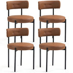 Chaises de salle à manger Mid-Century Modern, lot de 4 – Noir / Blanc cassé / Marron / Blanc