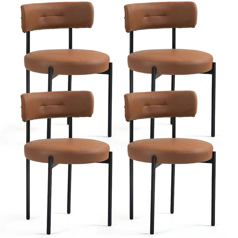 Chaises de salle à manger Mid-Century Modern, lot de 4 – Noir / Blanc cassé / Marron / Blanc