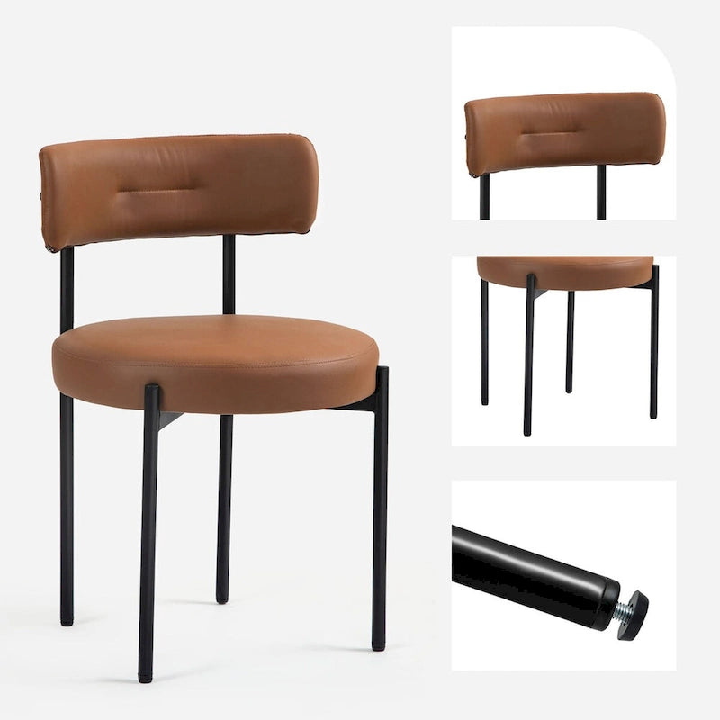 Chaises de salle à manger Mid-Century Modern, lot de 4 – Noir / Blanc cassé / Marron / Blanc