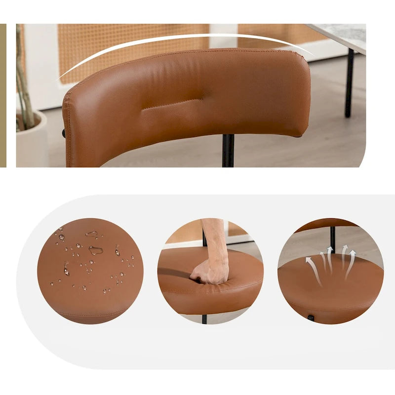 Chaises de salle à manger Mid-Century Modern, lot de 4 – Noir / Blanc cassé / Marron / Blanc