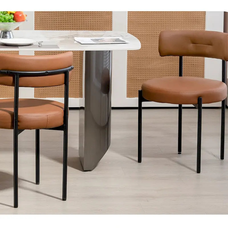 Chaises de salle à manger Mid-Century Modern, lot de 4 – Noir / Blanc cassé / Marron / Blanc