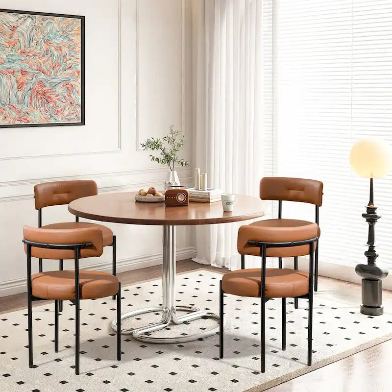 Chaises de salle à manger Mid-Century Modern, lot de 4 – Noir / Blanc cassé / Marron / Blanc