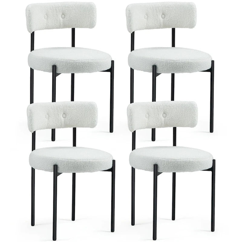 Chaises de salle à manger Mid-Century Modern, lot de 4 – Noir / Blanc cassé / Marron / Blanc