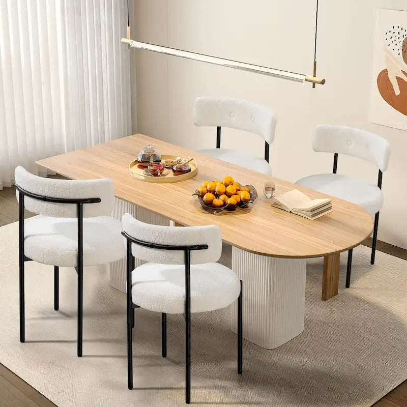 Chaises de salle à manger Mid-Century Modern, lot de 4 – Noir / Blanc cassé / Marron / Blanc