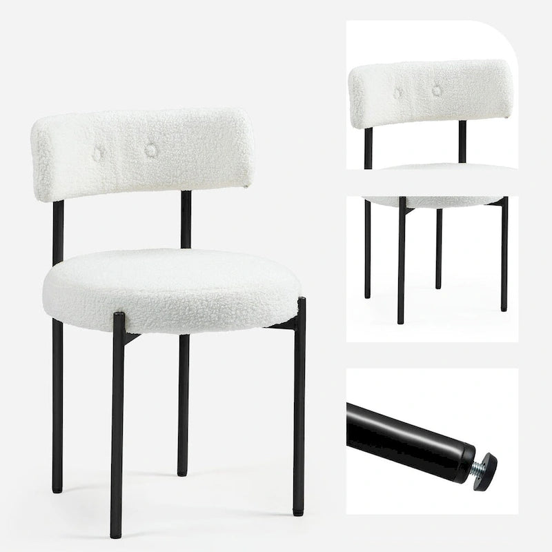 Chaises de salle à manger Mid-Century Modern, lot de 4 – Noir / Blanc cassé / Marron / Blanc