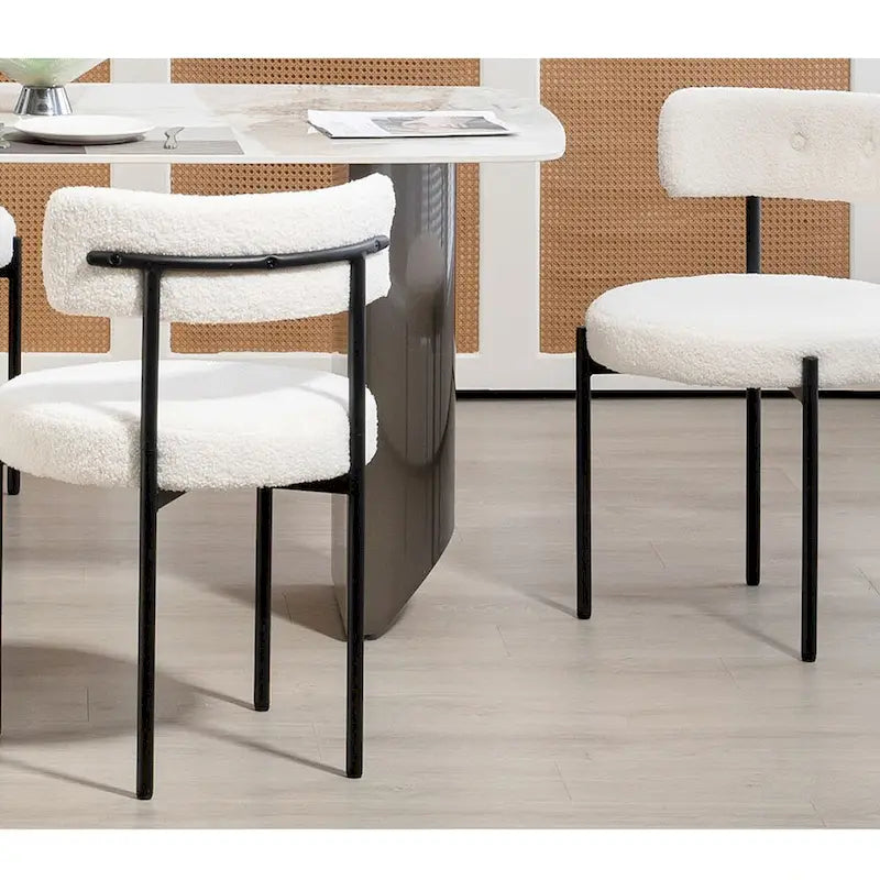 Chaises de salle à manger Mid-Century Modern, lot de 4 – Noir / Blanc cassé / Marron / Blanc