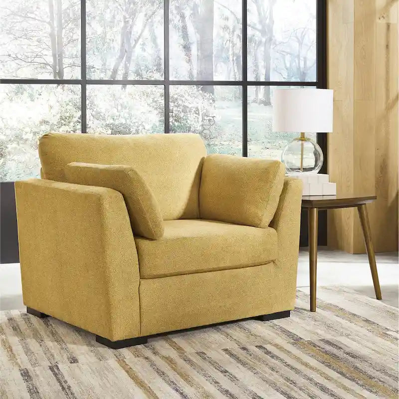 Canapé 3 places, causeuse et fauteuil en velours jaune/bleu (5 places et plus)