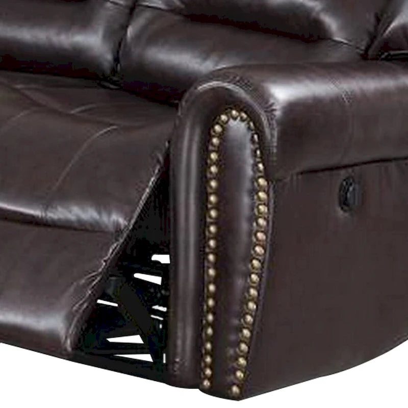 Canapé sectionnel inclinable électrique réversible marron, 3 places