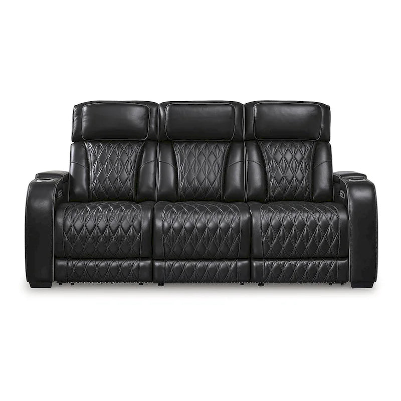 Canapé inclinable électrique noir avec massage et chauffage, 3 places