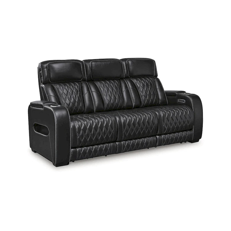 Canapé inclinable électrique noir avec massage et chauffage, 3 places